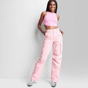 Pink Wide Leg Cargo Pants